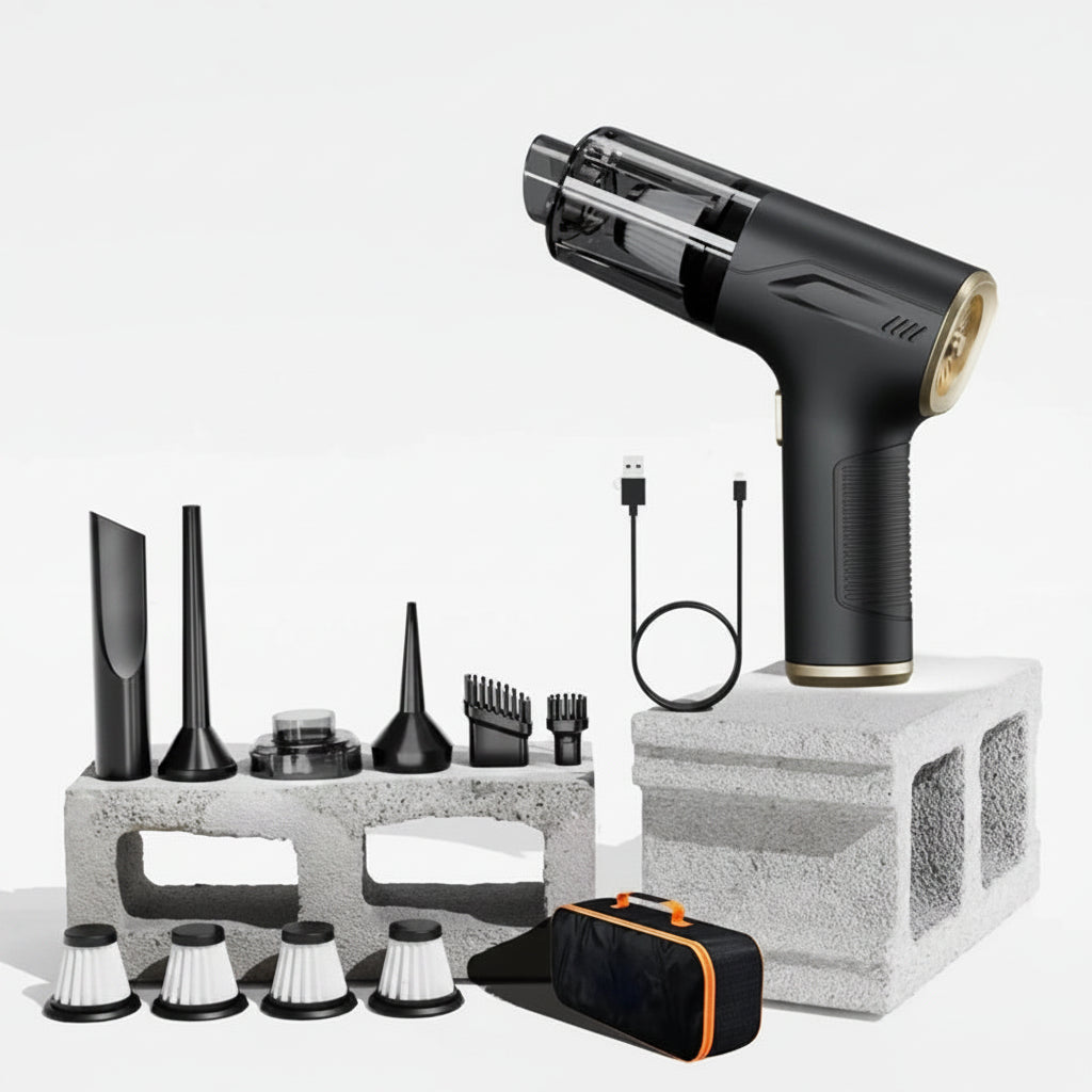 Aspirateur voiture compact noir pro 4 filtres et sacoche