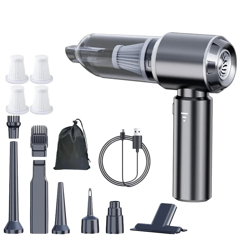 Aspirateur voiture gris 4 filtres et sacoche