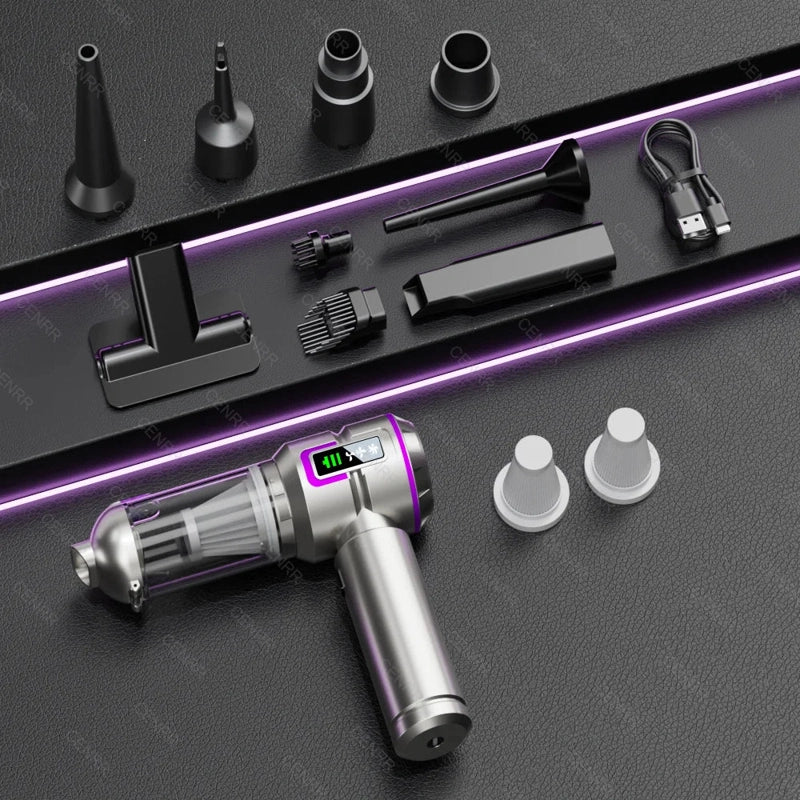 Aspirateur voiture gris violet 2 filtres HEPA