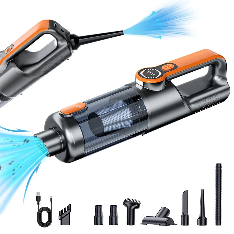 Aspirateur voiture long argent et orange