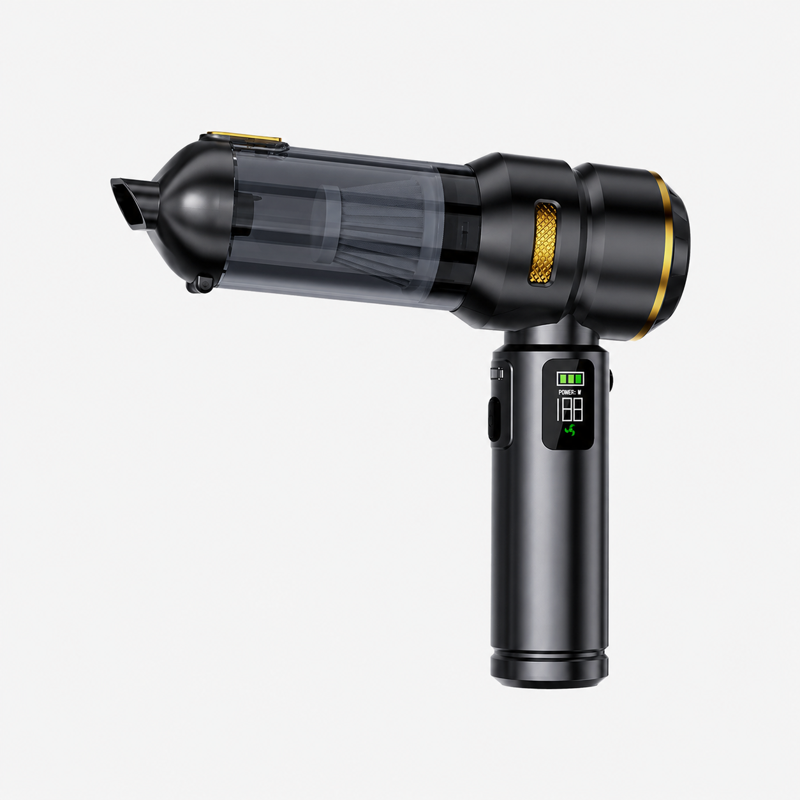 Aspirateur voiture avec lampe LED noir doré
