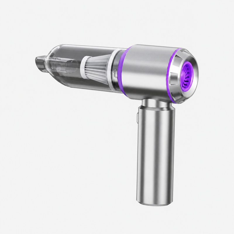 Aspirateur voiture violet sur fond blanc